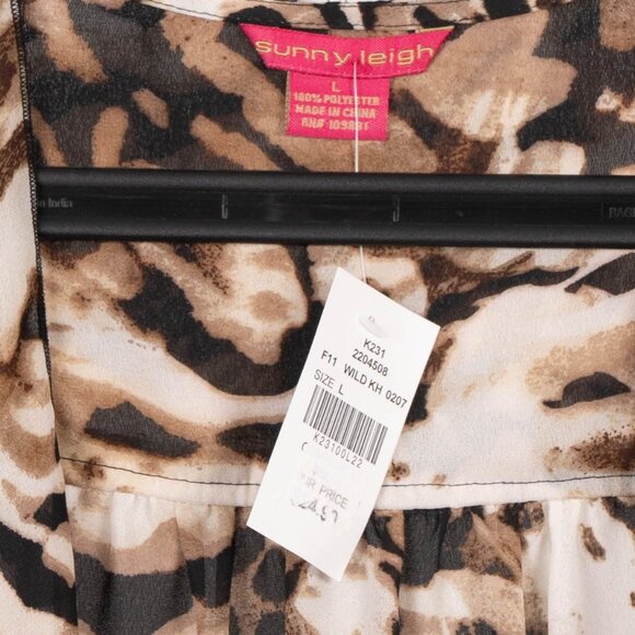 Sunny Leigh Cardigan L Womens NEW Brown Leopard Print Sheer Layer - Picture 4 of 6